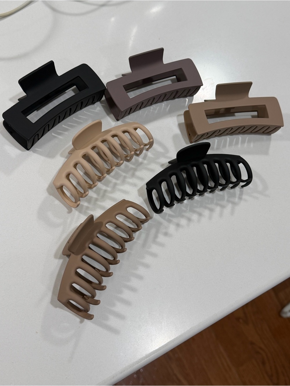 Matte Neutral Hair Claw Clips - Pack of 6